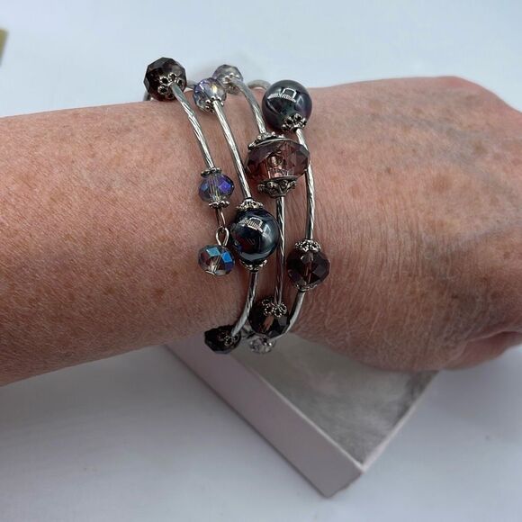 Memory wire Aura Borealis marbled glass beaded . - Picture 3 of 8